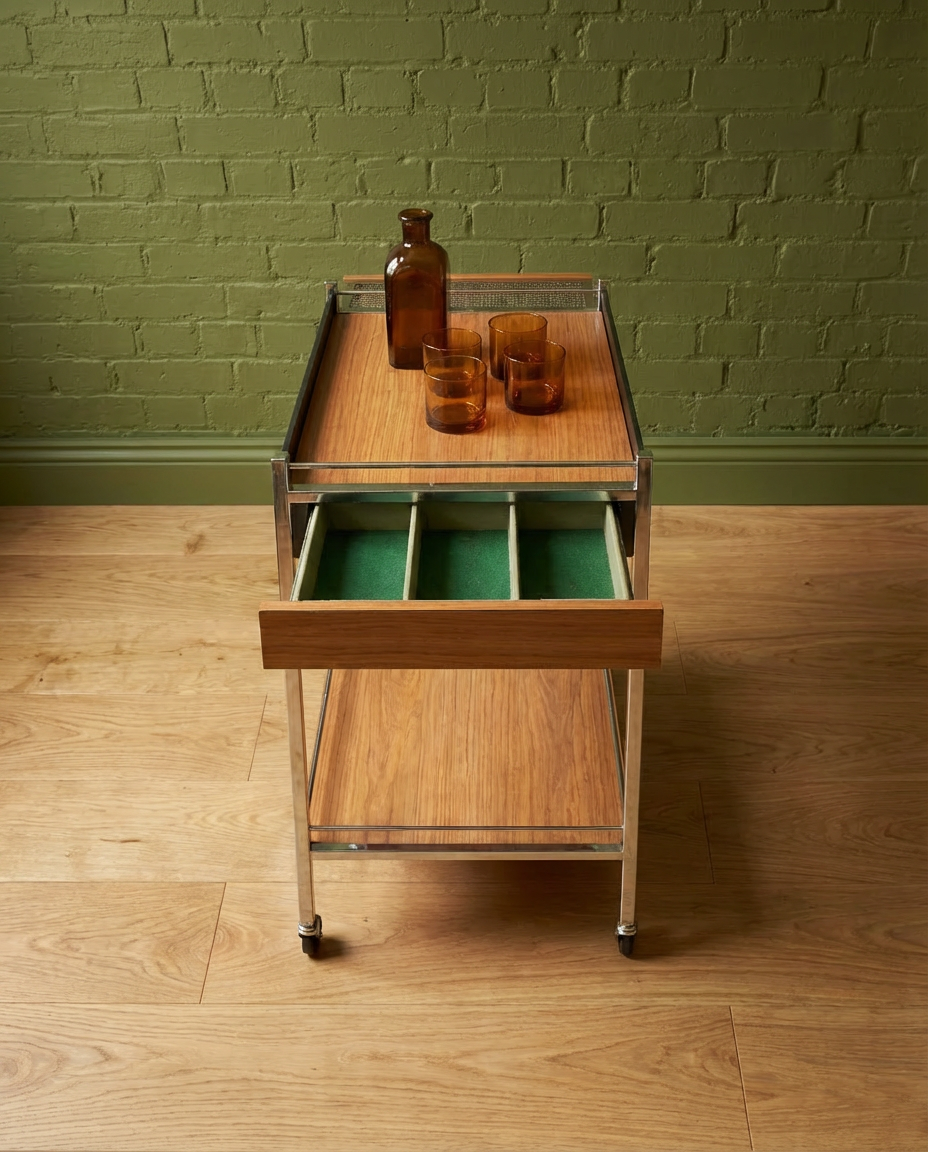 Grande desserte roulante vintage atypique - années 60