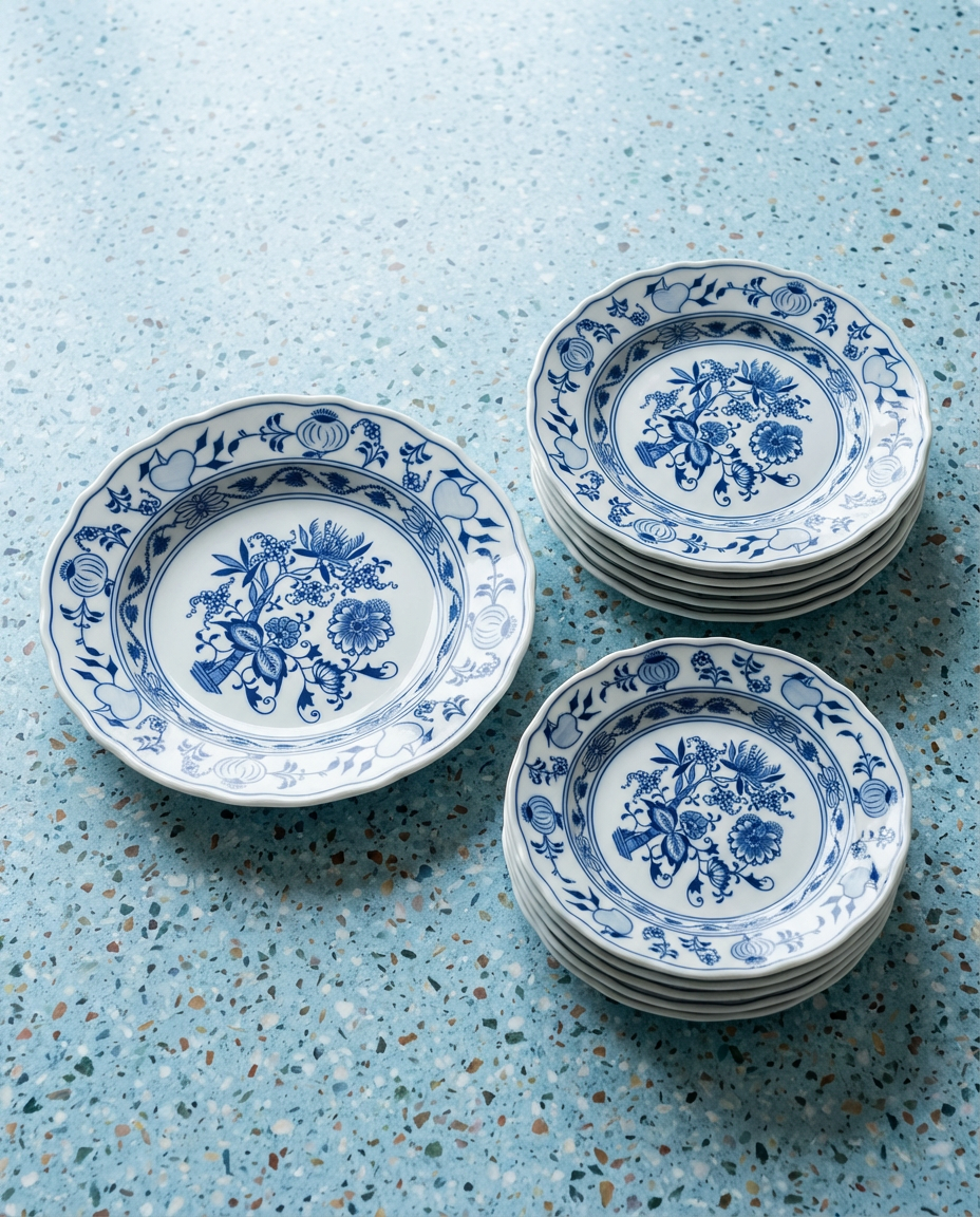 Service d’assiettes Bohemia – décor bleu